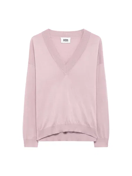 Bluza Alpha Studio z dekoltem w serek różowa