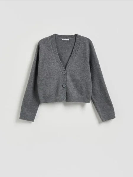 Reserved Cardigan descheiat gri-neutru gri