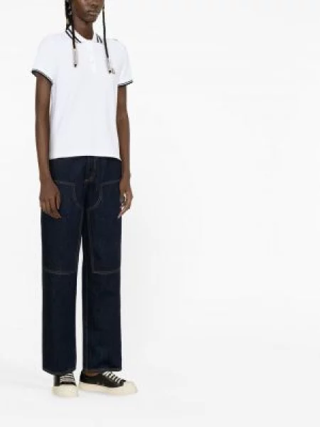 Tricou polo Moncler cu dungi alb