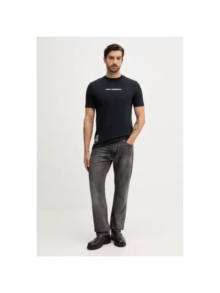Karl Lagerfeld t-shirt granatowy gładki czarna