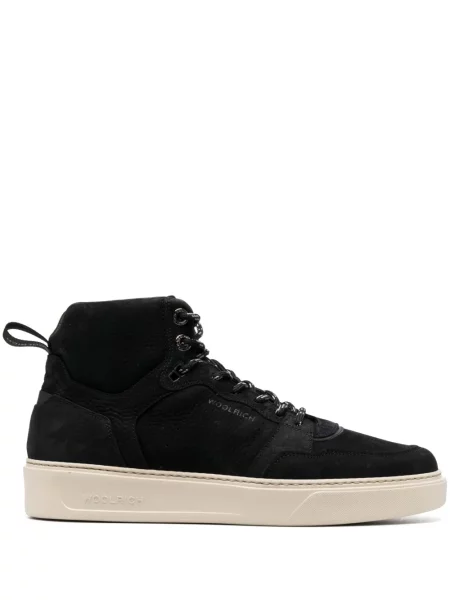 Sneakerși Woolrich din piele de căprioară clasici negru