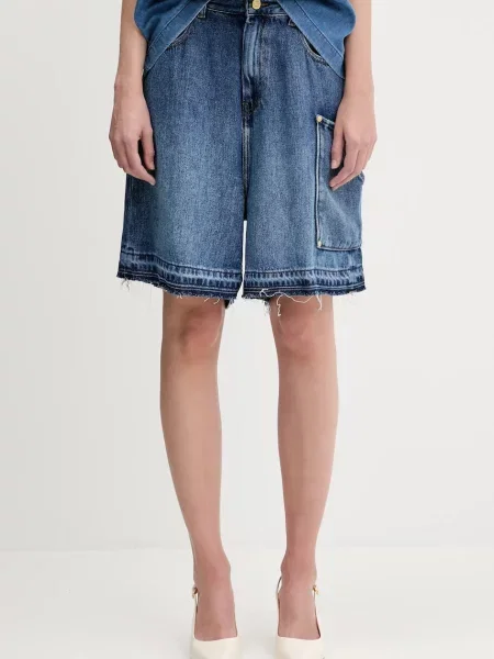 GANNI pantaloni scurți din denim Light Denim bleumarin uni high waist