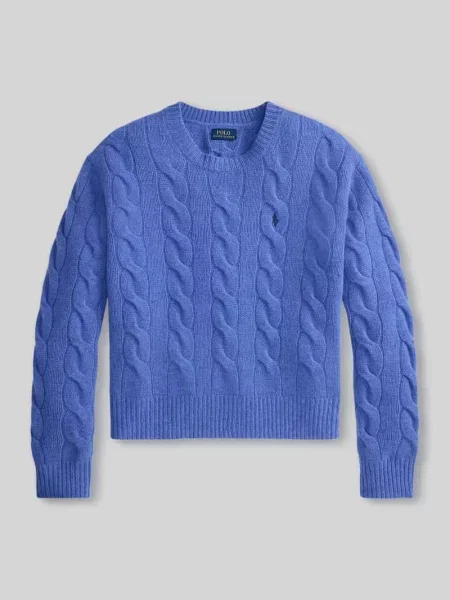 Sweter z dzianiny o kroju regular fit z mieszanki wełny i kaszmiru Polo Ralph Lauren niebieski