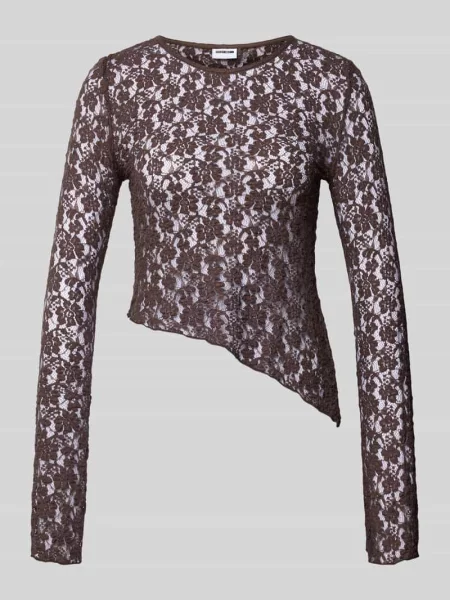 Bluzka z długim rękawem o asymetrycznym kroju z półprzezroczystego materiału Noisy May