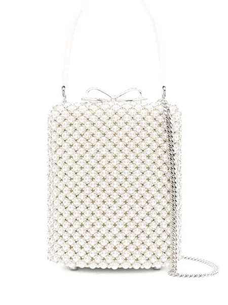 Geantă Self-portrait cu perle alb