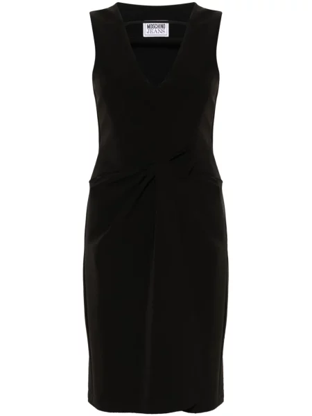 Rochie din denim Moschino Jeans cu decolteu în V de costum negru