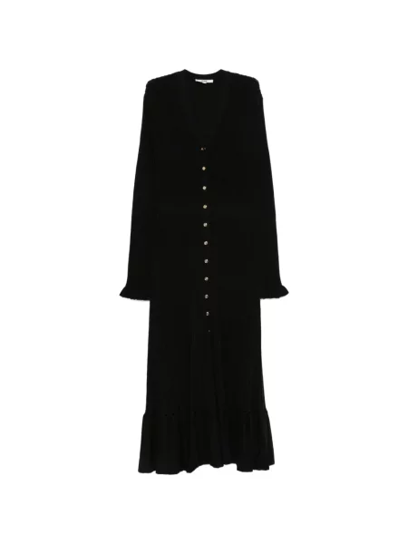 Rochie midi Maje tricotate cu volane negru