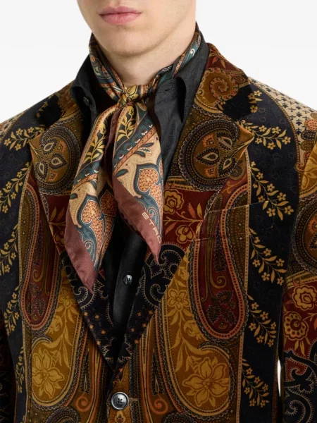 Копринен шал Etro с пейсли десен кафяво