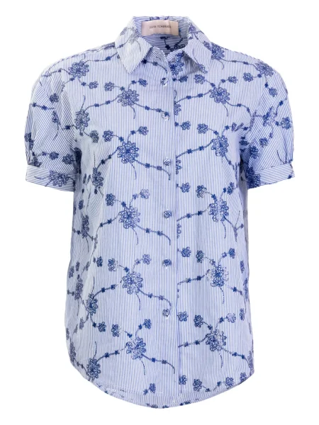 Bluză Silvia Tcherassi cu broderie cu model floral albastru