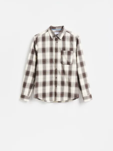 Reserved Картата сорочка regular fit нюдовий 