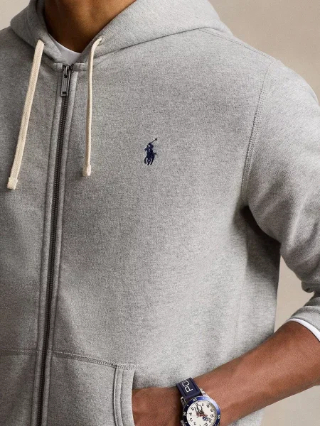 Кофта Polo Ralph Lauren RL Fleece Longsleeve з капюшоном однотонна сірий