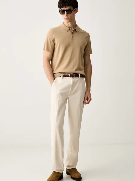 Tricou polo Michael Kors de lână bej