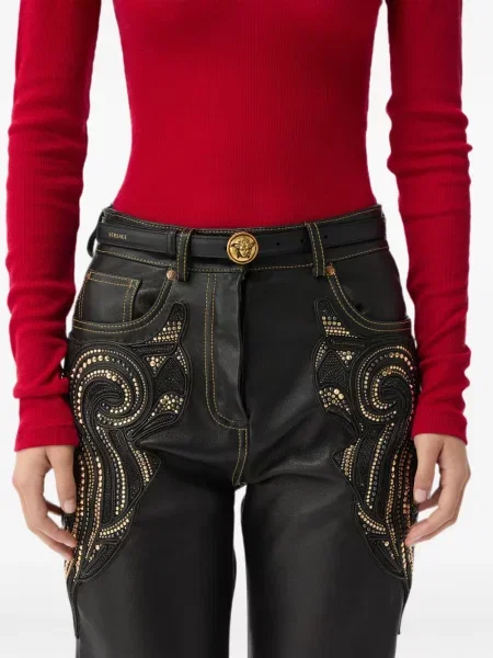 Cu centură curea Versace din piele negru
