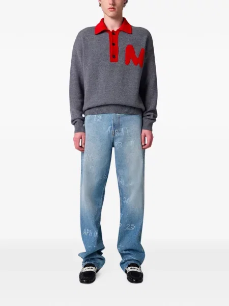 Blugi drepți Msgm cu imagine albastru