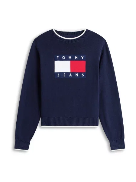 Tommy Jeans Pulover albastru închis / roșu intens alb