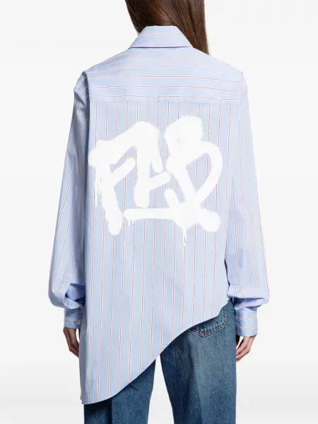 Koszula Ssheena asymetryczna popelinowa niebieska