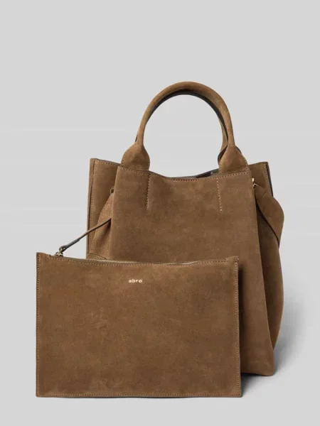 Torba shopper z naturalnej skóry z wyjmowaną kosmetyczką Abro