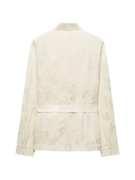 Cu centură cămașă Shanghai Tang cu model floral din jacard