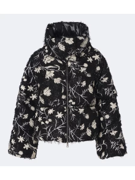 Geacă cu puf Moncler cu model floral negru