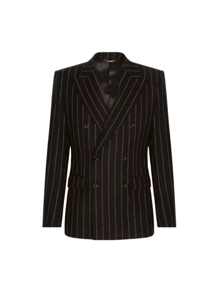 Garnitur Dolce And Gabbana wełniany w paski czarny