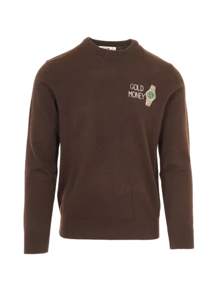 Pulover Mc2 Saint Barth cu broderie de lână maro