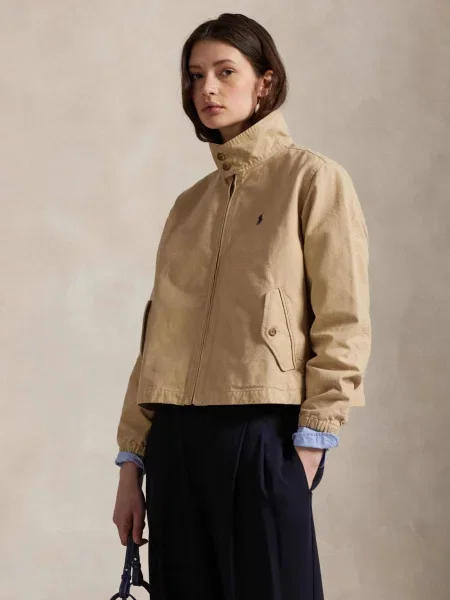 Polo Ralph Lauren jachetă scurtă pentru femei din denim bej