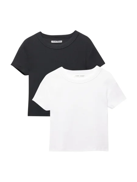 Pull&Bear Tricou negru alb