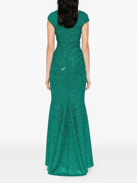 Rochie Talbot Runhof cu paiete drapată de costum verde