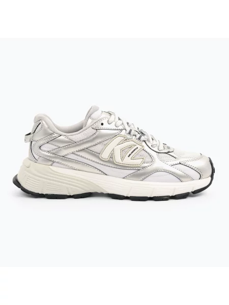 Buty KARL LAGERFELD Orion Sidetrim white leather/textile w/silver białe