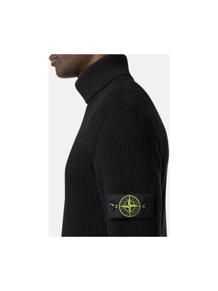 Sweter z golfem Stone Island z kamieniami czarny
