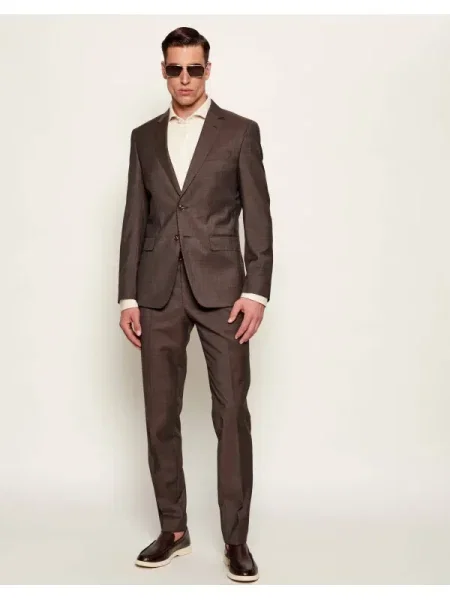 BOSS BLACK Gyapjú öltöny fekete