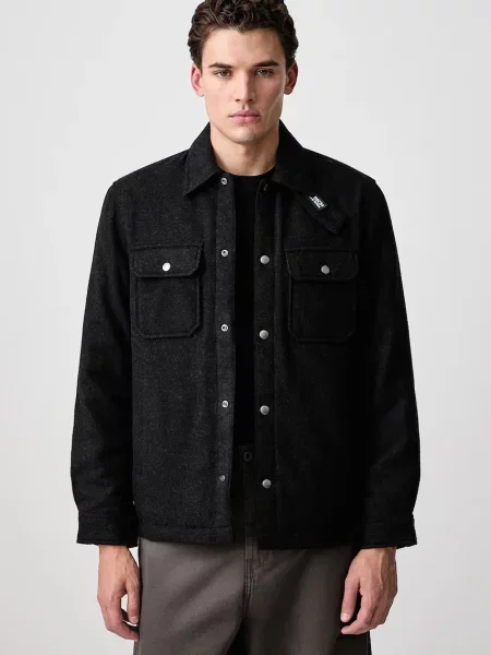 Woolrich κοντό μπουφάν με μαλλί Ανδρικό μαύρο