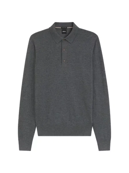 Tricou polo Boss de lână gri
