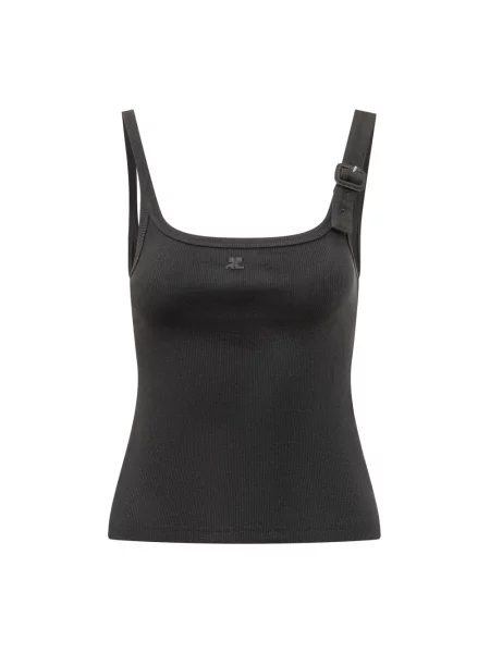 Top Courreges na sprzączkę czarny