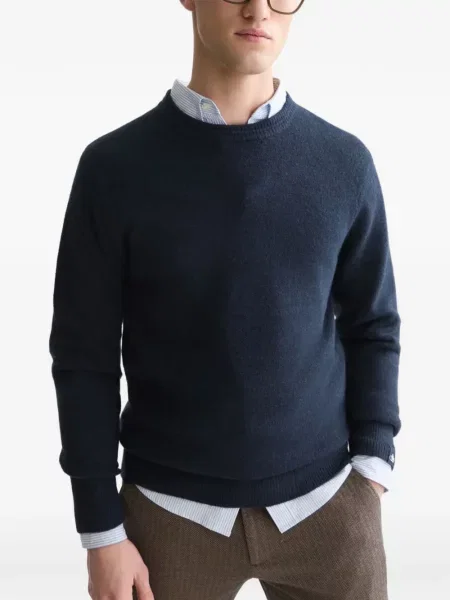 Пуловер Scotch & Soda с кръгло деколте синьо