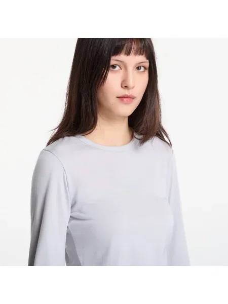 Tricou Wool Cinched Drape Long Sleeve Long-Sleeve Top Lgh Solid Grey M gri