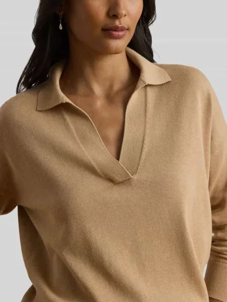 Sweter o kroju relaxed fit z mieszanki bawełny z kołnierzykiem polo Lauren Ralph Lauren
