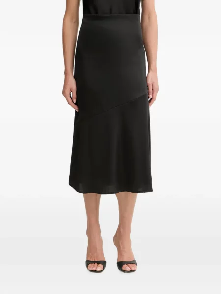 Fustă midi Guess din satin asimetrică negru