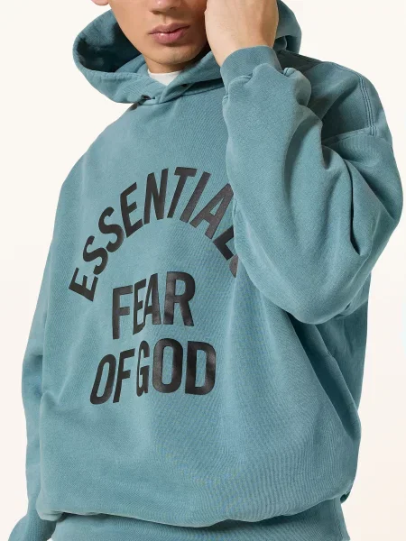 Essentials Fear Of God Mikina S Kapucí V Oversized Střihu petrolejová