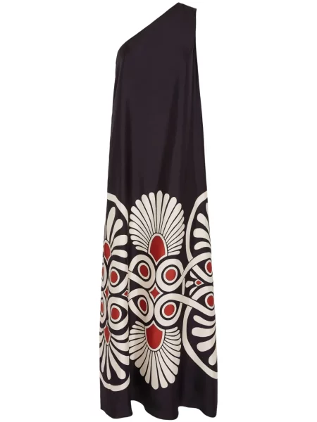 Rochie La Doublej de mătase cu imagine cu imprimeu geometric negru