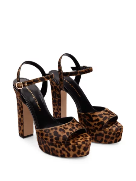 Sandale Stuart Weitzman cu platformă cu imagine cu model leopard maro