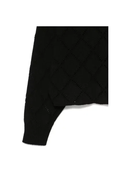Sweter z golfem Semicouture z kaszmiru ażurowy czarny