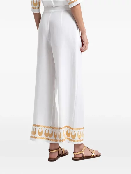 Pantaloni Greek Archaic Kori cu broderie alb