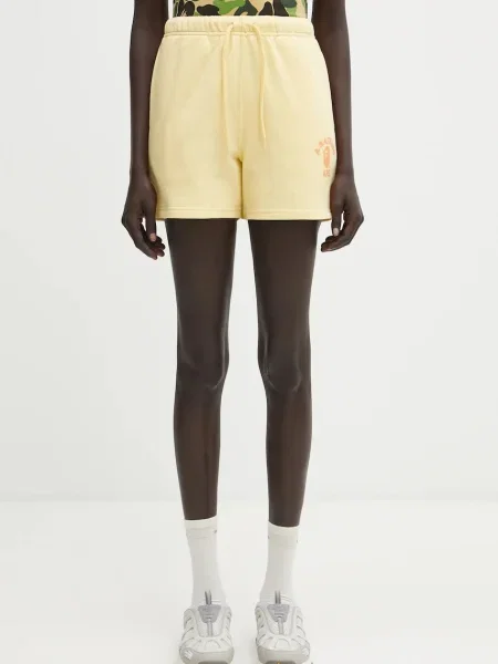 A Bathing Ape pantaloni scurți din College uni high waist galben