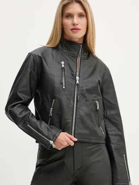 Won Hundred geaca de piele femei de tranzitie negru