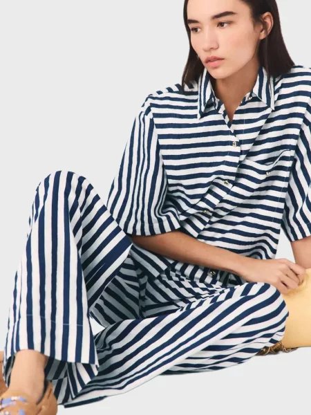 Сорочка у смужку Maje синя