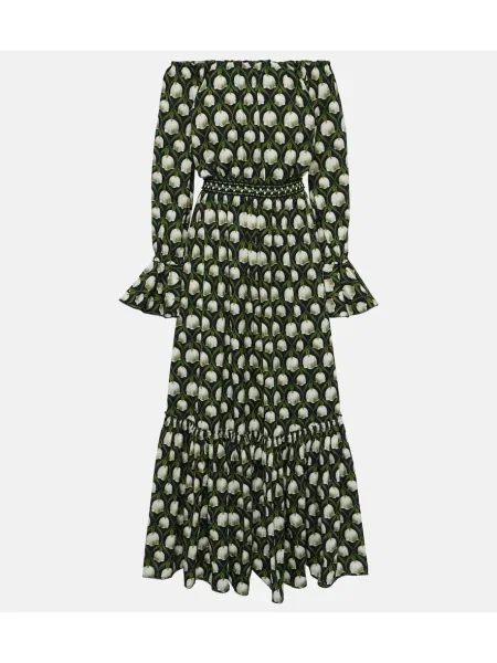 Rochie maxi Agua By Agua Bendita cu perle din poplin de costum