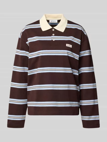 Koszulka polo o kroju relaxed fit z detalem z logo model ‘Jolina’ Oh April niebieskie