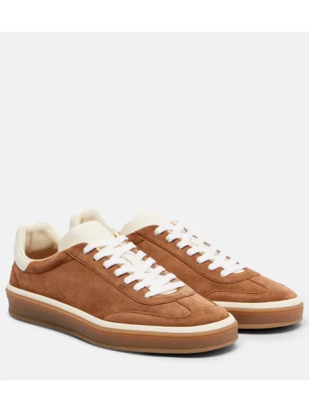 Sneakerși Loro Piana din piele de căprioară tenis bej