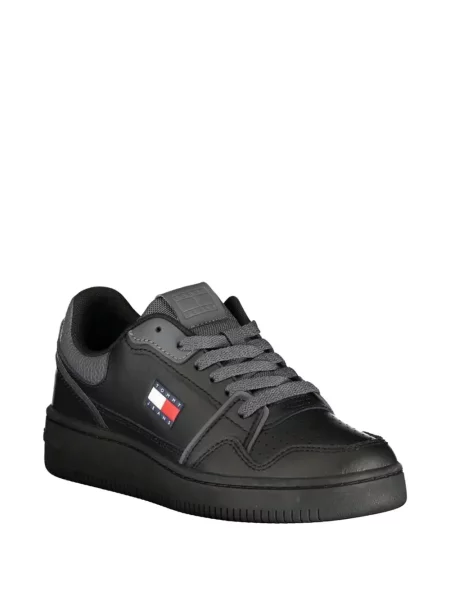 Kožne tenisice Tommy Jeans s autogramom crna